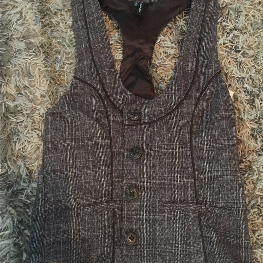 Brown plaid vest